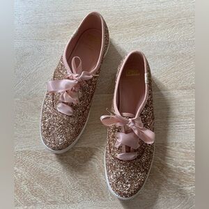 Kate Spade x Keds Rose Gold Pink Glitter Sparkle Sneakers Bridal Barbie Comfy
